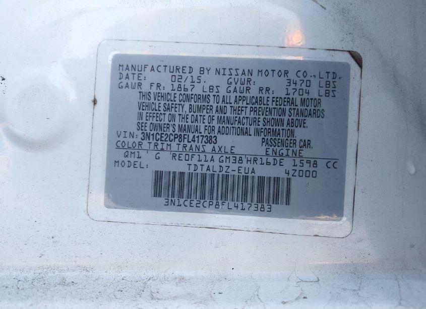 Photo 9 of 2015 Nissan Versa NOTE SV (VIN 3N1CE2CP8FL417383)