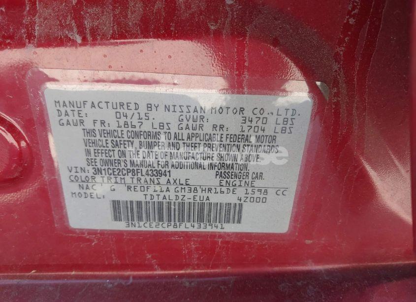 Photo 9 of 2015 Nissan Versa NOTE SV (VIN 3N1CE2CP8FL433941)