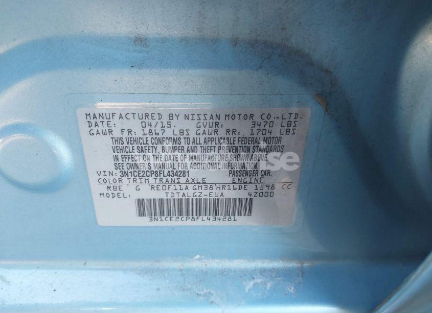 Photo 9 of 2015 Nissan Versa NOTE SR (VIN 3N1CE2CP8FL434281)