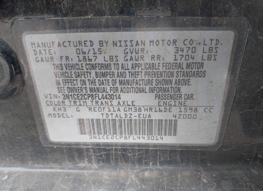 Photo 9 of 2015 Nissan Versa NOTE SV (VIN 3N1CE2CP8FL443014)