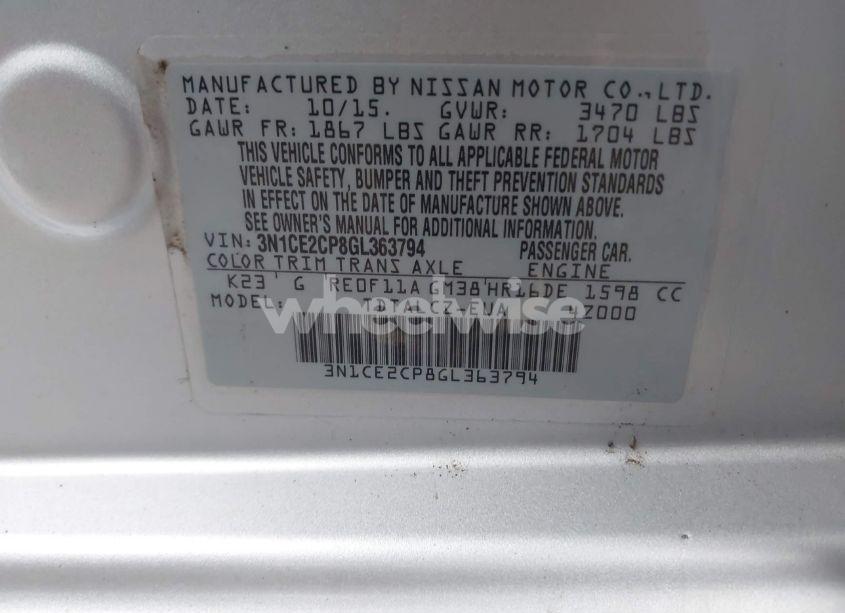 Photo 9 of 2016 Nissan Versa NOTE S PLUS (VIN 3N1CE2CP8GL363794)