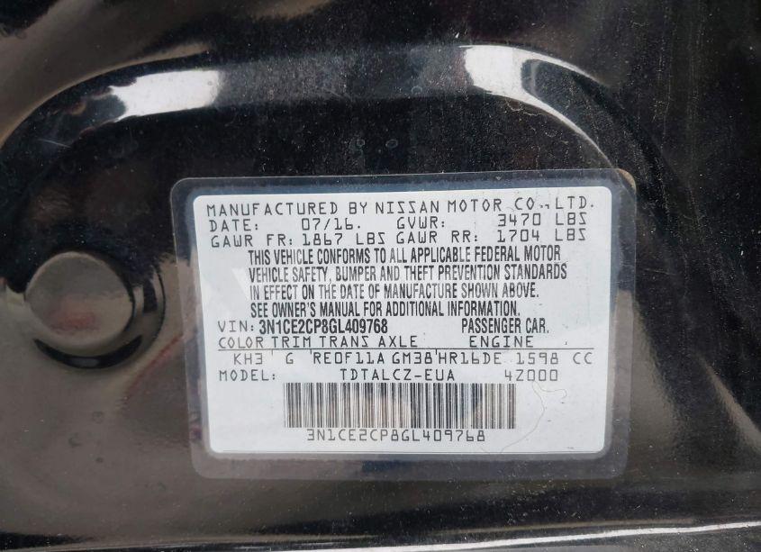 Photo 9 of 2016 Nissan Versa NOTE S PLUS (VIN 3N1CE2CP8GL409768)