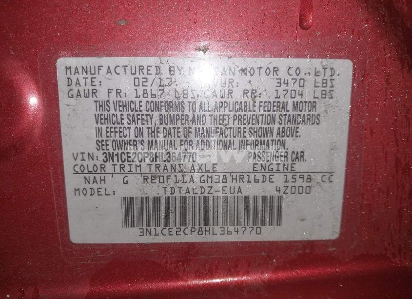 Photo 9 of 2017 Nissan Versa NOTE SV (VIN 3N1CE2CP8HL364770)