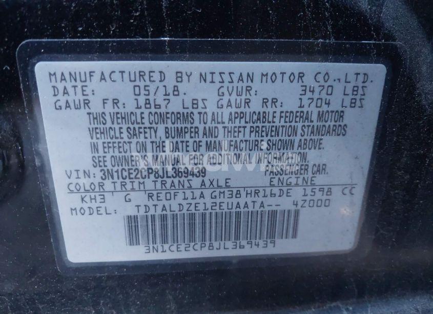 Photo 9 of 2018 Nissan Versa NOTE SV (VIN 3N1CE2CP8JL369439)