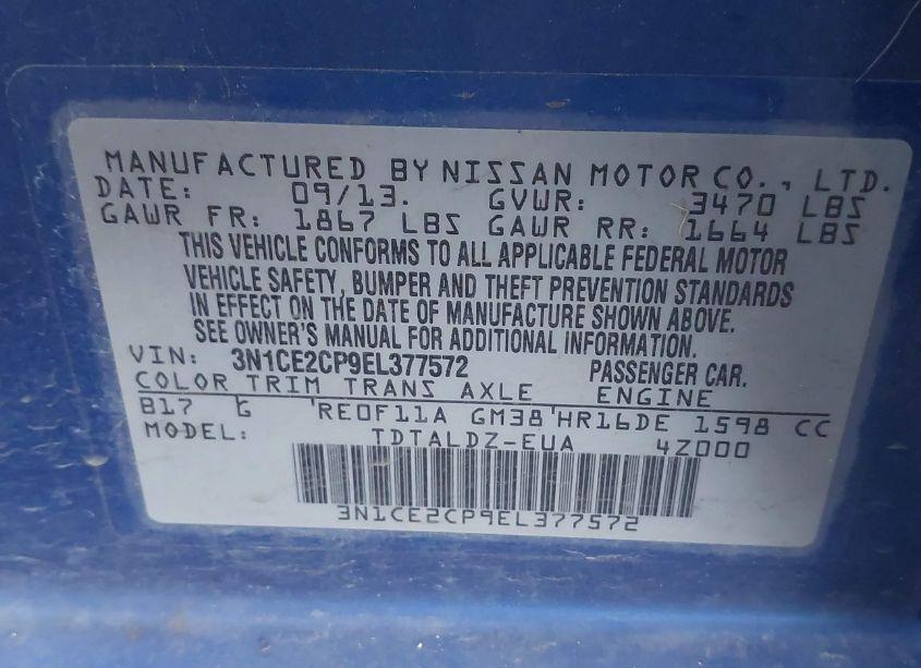 Photo 9 of 2014 Nissan Versa NOTE SV (VIN 3N1CE2CP9EL377572)