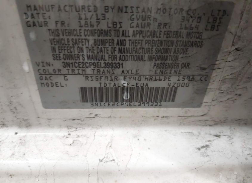 Photo 9 of 2014 Nissan Versa NOTE S/S PLUS/SV/SL (VIN 3N1CE2CP9EL399331)