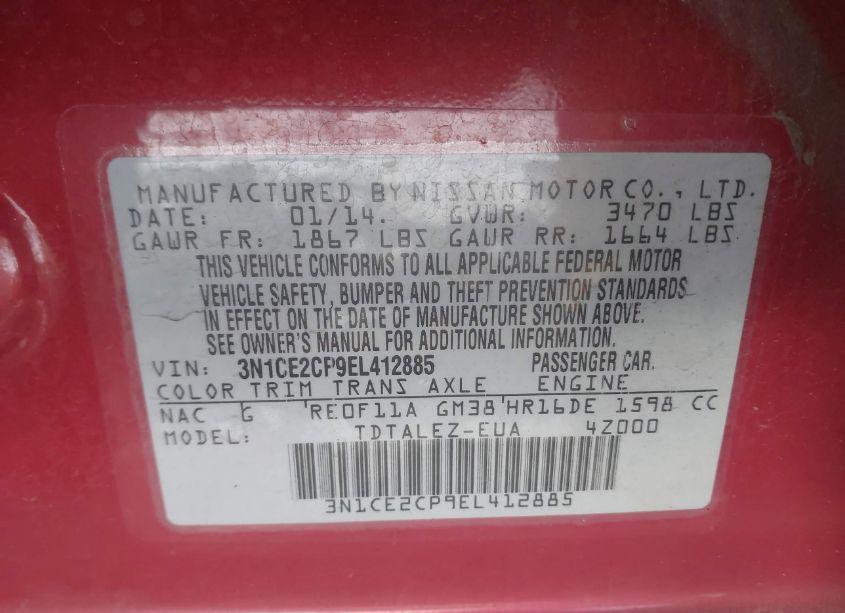 Photo 9 of 2014 Nissan Versa NOTE SV (VIN 3N1CE2CP9EL412885)