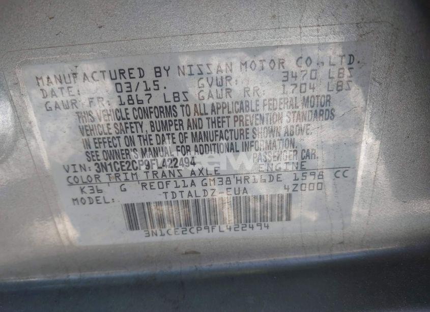 Photo 9 of 2015 Nissan Versa NOTE S (SR)/S PLUS/SL/SR/SV (VIN 3N1CE2CP9FL422494)