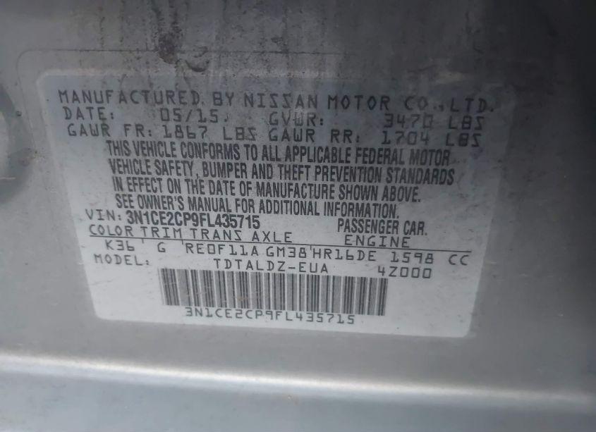 Photo 9 of 2015 Nissan Versa NOTE SV (VIN 3N1CE2CP9FL435715)