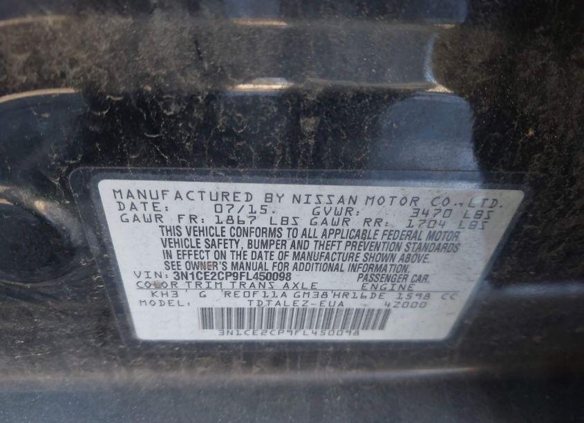 Photo 9 of 2015 Nissan Versa NOTE SL (VIN 3N1CE2CP9FL450098)