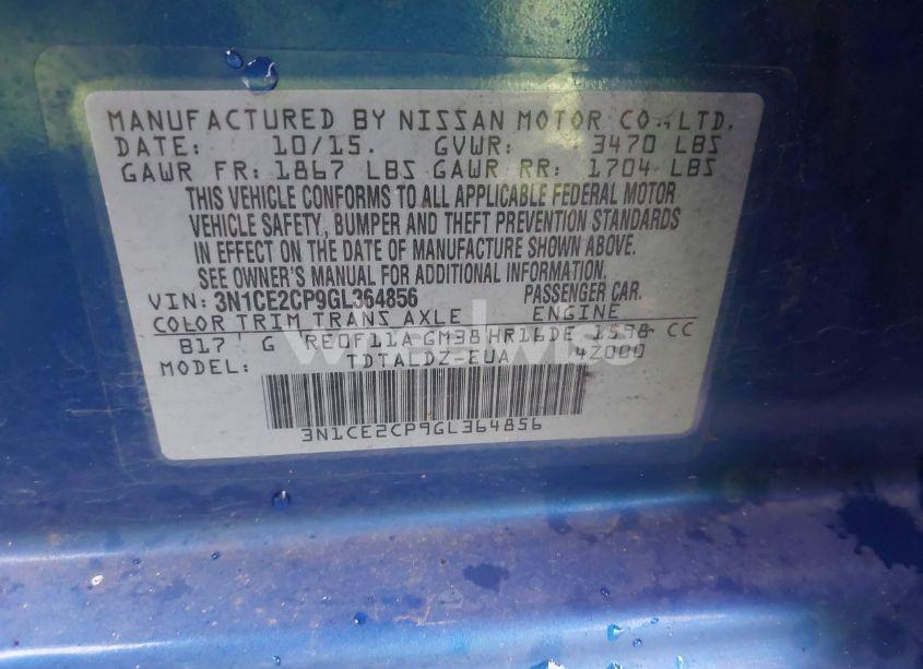 Photo 9 of 2016 Nissan Versa NOTE S (SR)/S PLUS/SL/SR/SV (VIN 3N1CE2CP9GL364856)