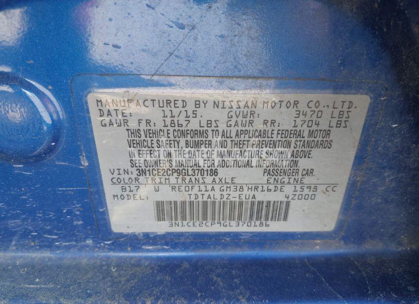 Photo 9 of 2016 Nissan Versa NOTE SV (VIN 3N1CE2CP9GL370186)