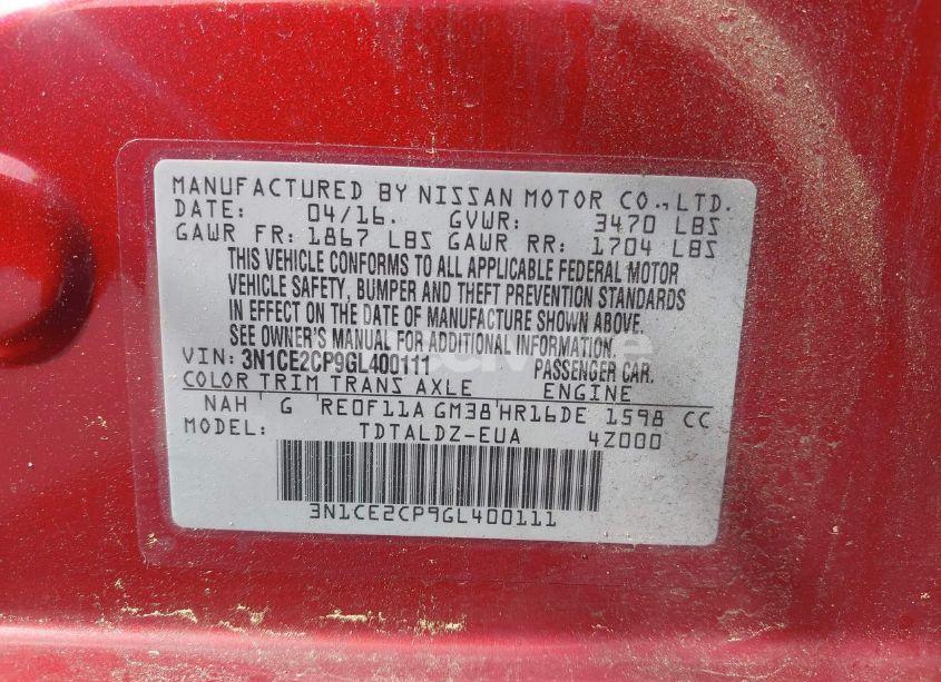 Photo 9 of 2016 Nissan Versa NOTE S (SR)/S PLUS/SL/SR/SV (VIN 3N1CE2CP9GL400111)