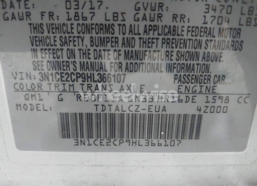 Photo 9 of 2017 Nissan Versa NOTE S PLUS (VIN 3N1CE2CP9HL366107)