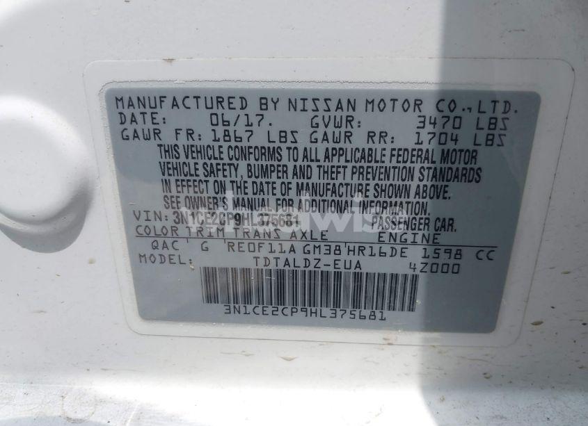 Photo 9 of 2017 Nissan Versa NOTE SV (VIN 3N1CE2CP9HL375681)