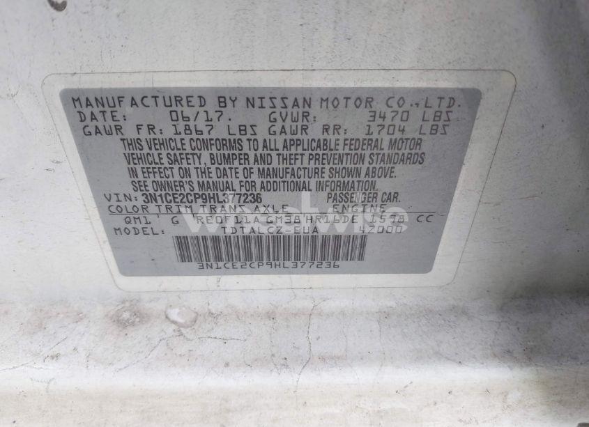 Photo 9 of 2017 Nissan Versa NOTE S PLUS (VIN 3N1CE2CP9HL377236)