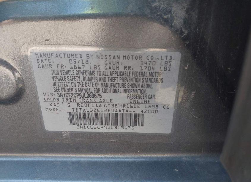 Photo 9 of 2018 Nissan Versa NOTE SV (VIN 3N1CE2CP9JL369675)