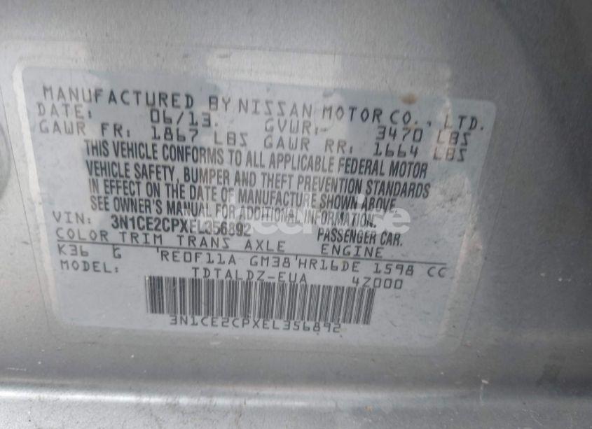 Photo 9 of 2014 Nissan Versa NOTE SV (VIN 3N1CE2CPXEL356892)