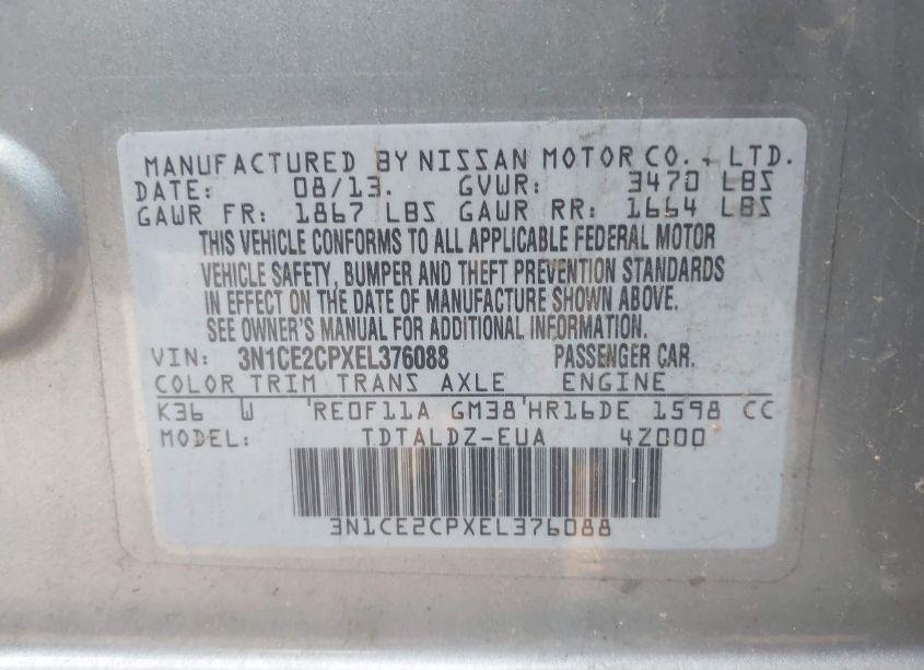 Photo 9 of 2014 Nissan Versa NOTE SV (VIN 3N1CE2CPXEL376088)