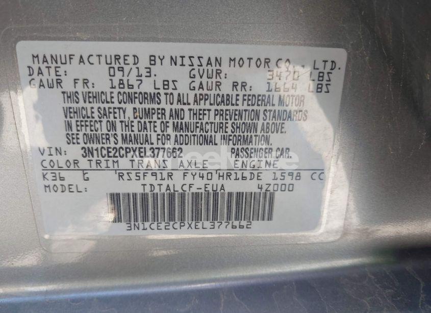 Photo 9 of 2014 Nissan Versa NOTE S (SR) (VIN 3N1CE2CPXEL377662)