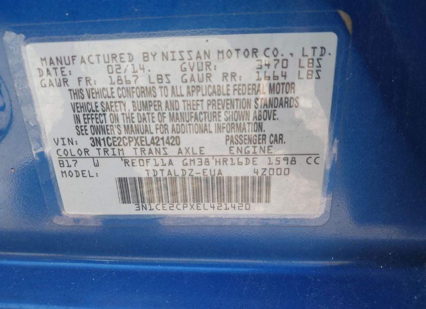 Photo 9 of 2014 Nissan Versa NOTE SV (VIN 3N1CE2CPXEL421420)