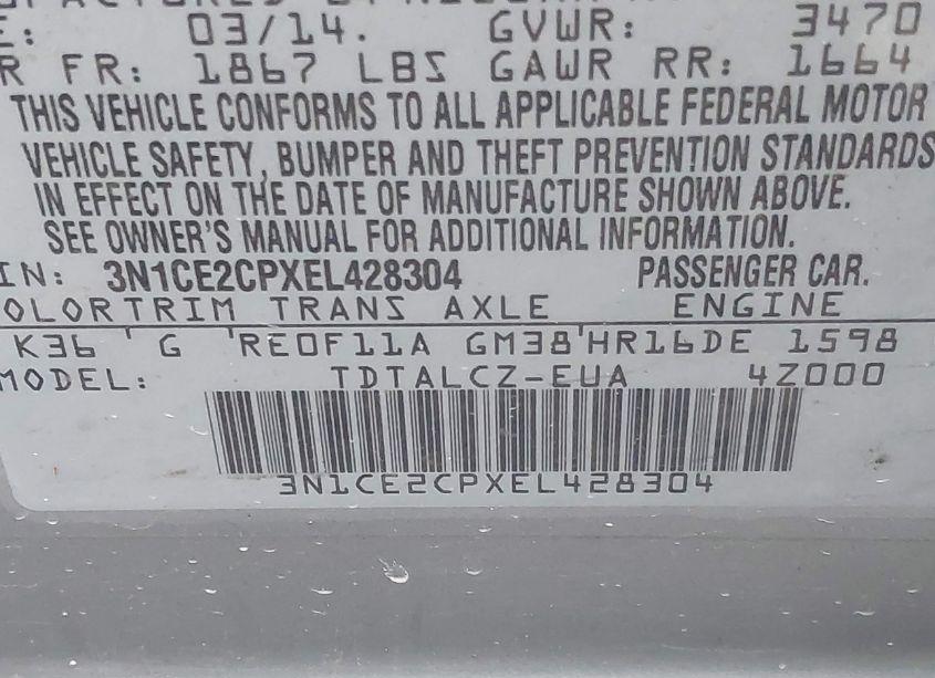 Photo 9 of 2014 Nissan Versa NOTE S PLUS (VIN 3N1CE2CPXEL428304)