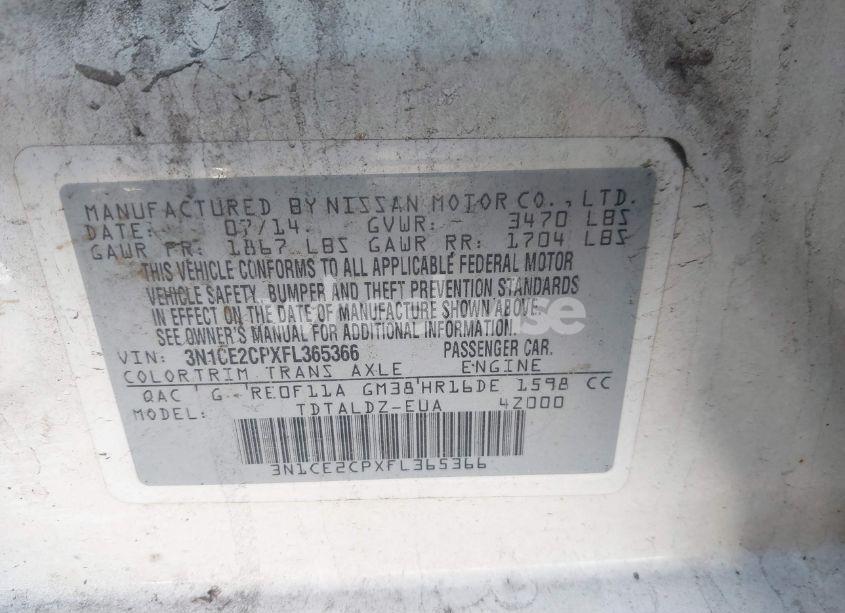 Photo 9 of 2015 Nissan Versa NOTE SV (VIN 3N1CE2CPXFL365366)