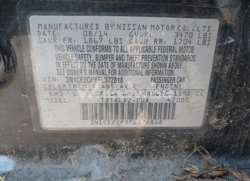 Photo 9 of 2015 Nissan Versa NOTE SV (VIN 3N1CE2CPXFL372818)