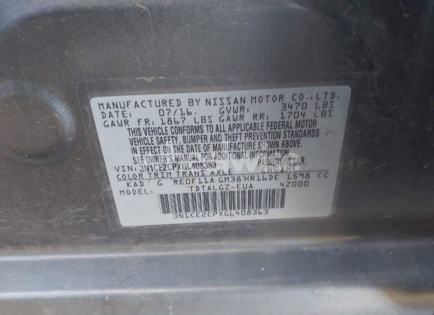 Photo 9 of 2016 Nissan Versa NOTE SR (VIN 3N1CE2CPXGL408363)