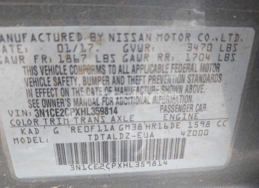 Photo 9 of 2017 Nissan Versa NOTE SV (VIN 3N1CE2CPXHL359814)