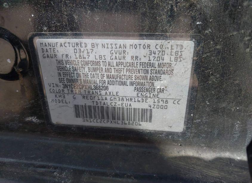 Photo 9 of 2017 Nissan Versa NOTE S PLUS (VIN 3N1CE2CPXHL368206)