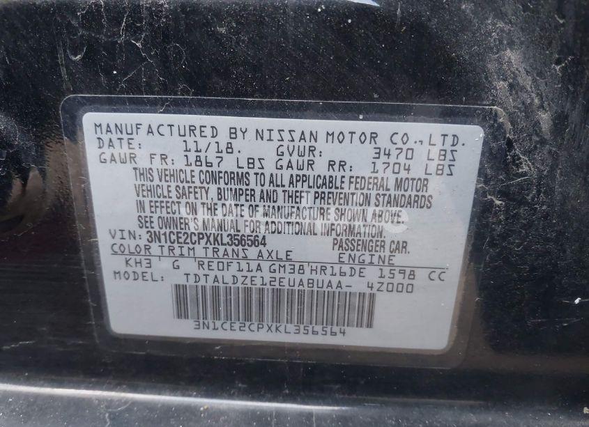 Photo 9 of 2019 Nissan Versa NOTE SV (VIN 3N1CE2CPXKL356564)