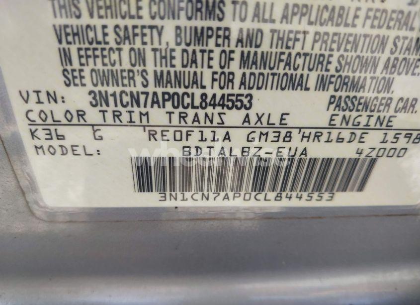 Photo 9 of 2012 Nissan Versa 1.6 SV (VIN 3N1CN7AP0CL844553)