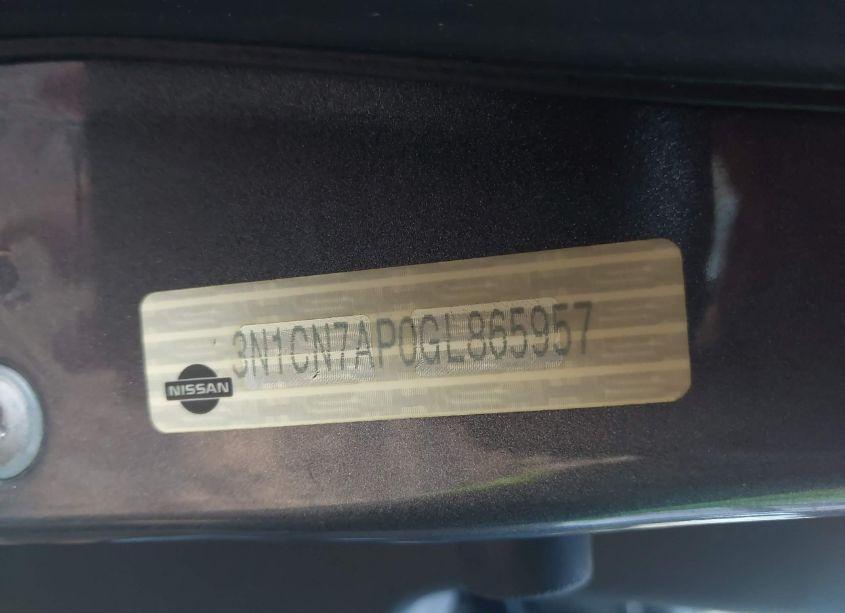 Photo 9 of 2016 Nissan Versa 1.6 S+ (VIN 3N1CN7AP0GL865957)