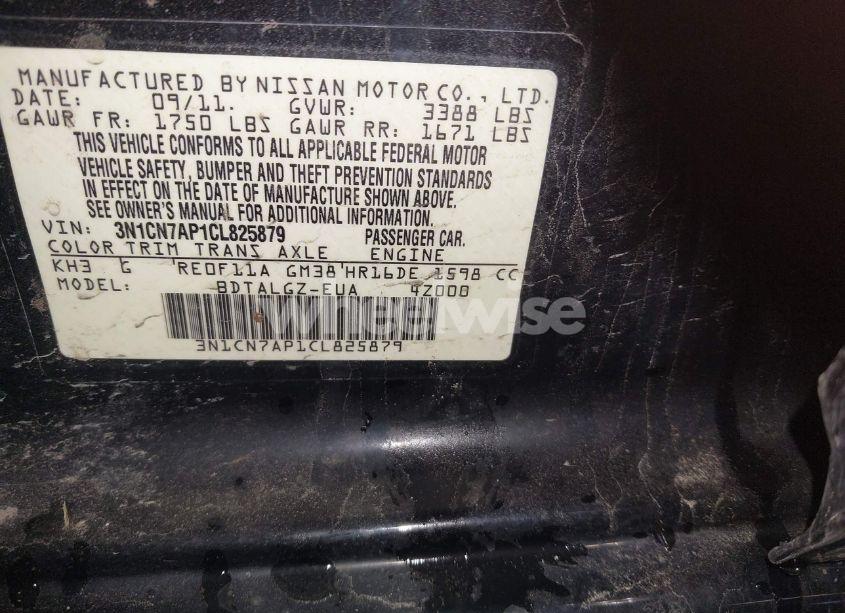 Photo 9 of 2012 Nissan Versa 1.6 SL (VIN 3N1CN7AP1CL825879)