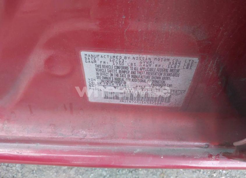 Photo 9 of 2014 Nissan Versa 1.6 SV (VIN 3N1CN7AP1EK452108)