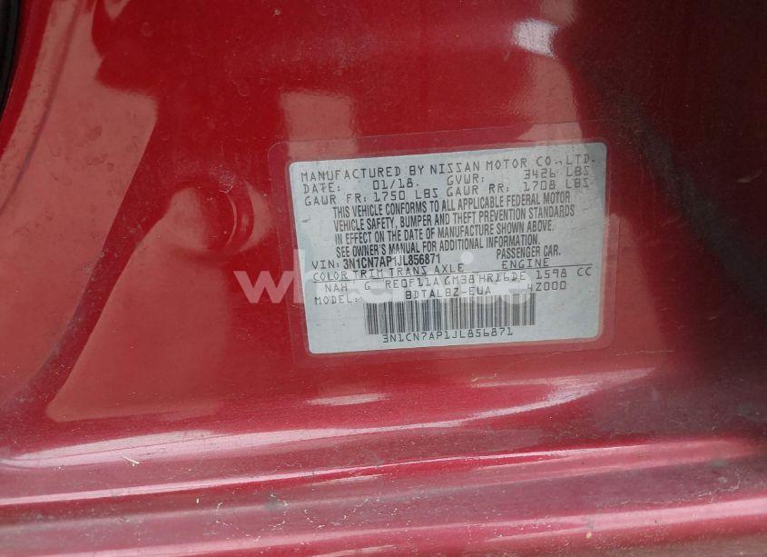 Photo 9 of 2018 Nissan Versa 1.6 SV (VIN 3N1CN7AP1JL856871)