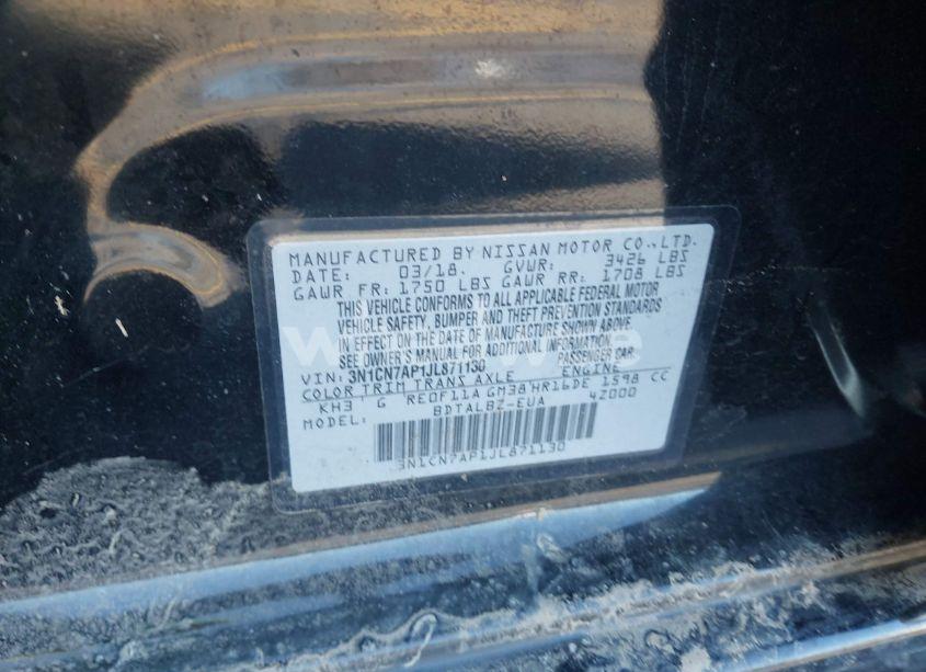 Photo 9 of 2018 Nissan Versa 1.6 SV (VIN 3N1CN7AP1JL871130)