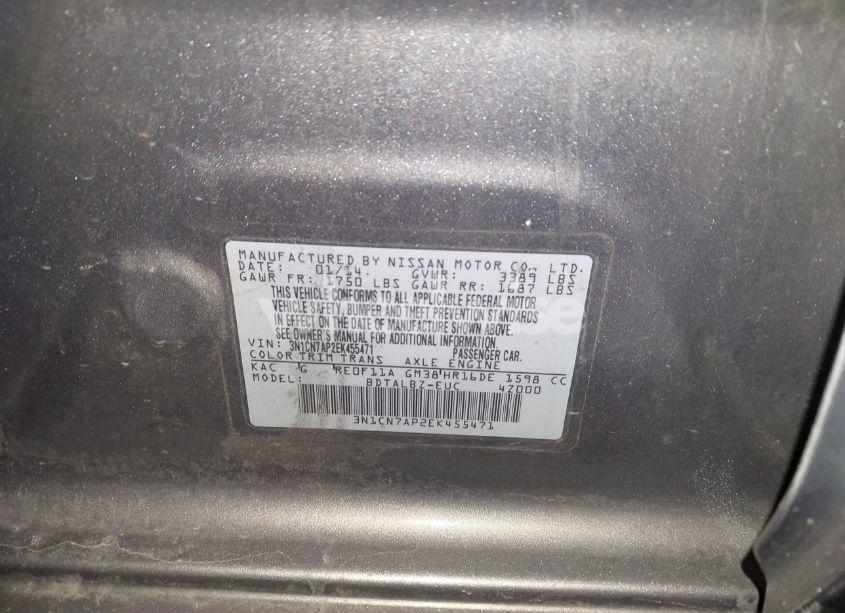 Photo 9 of 2014 Nissan Versa 1.6 S/1.6 S+/1.6 SL/1.6 SV (VIN 3N1CN7AP2EK455471)