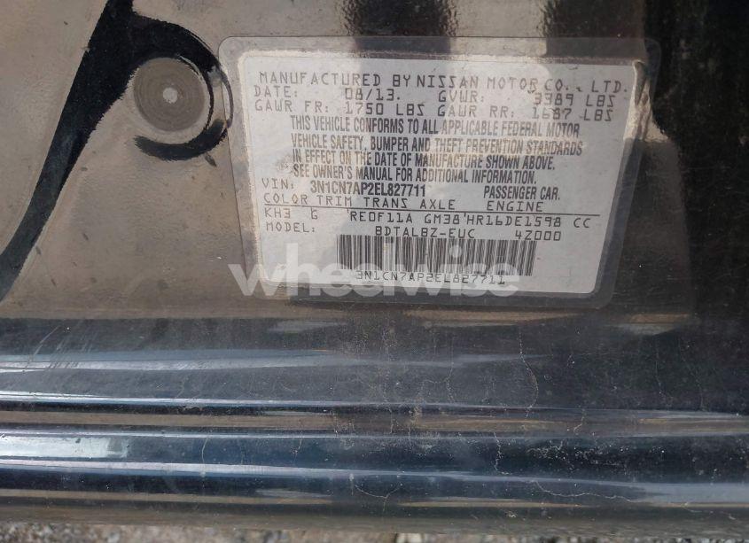 Photo 9 of 2014 Nissan Versa 1.6 SV (VIN 3N1CN7AP2EL827711)