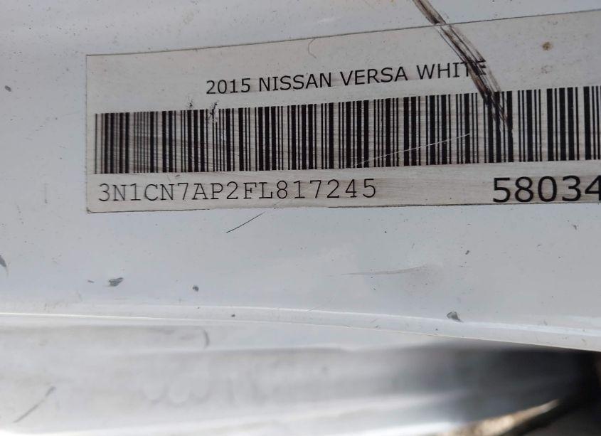 Photo 9 of 2015 Nissan Versa (VIN 3N1CN7AP2FL817245)