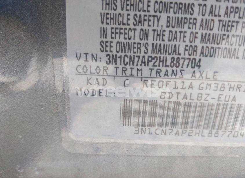 Photo 9 of 2017 Nissan Versa 1.6 SV (VIN 3N1CN7AP2HL887704)