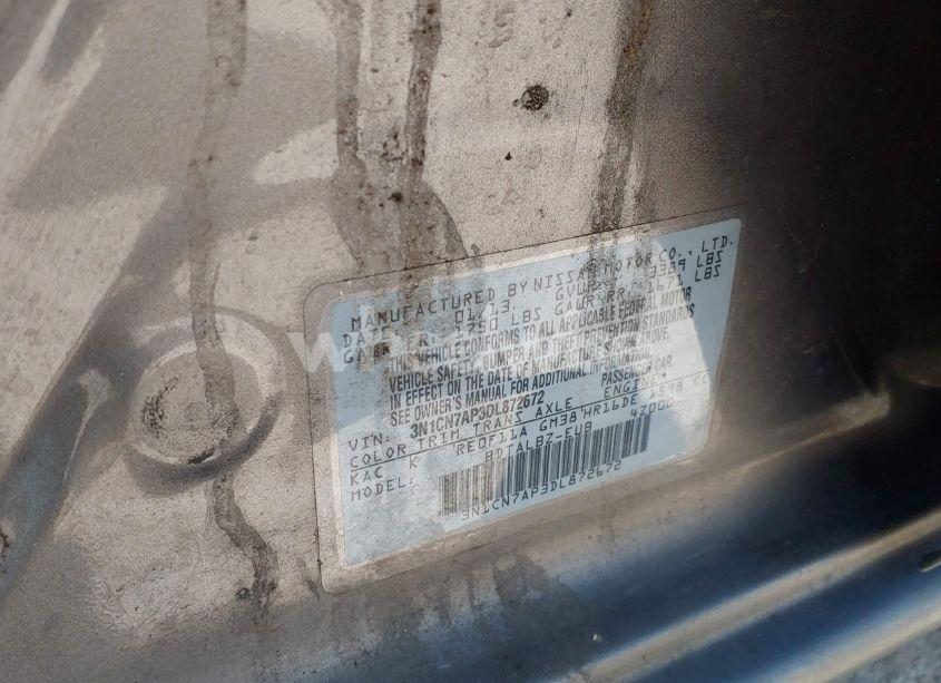 Photo 9 of 2013 Nissan Versa 1.6 SV (VIN 3N1CN7AP3DL872672)