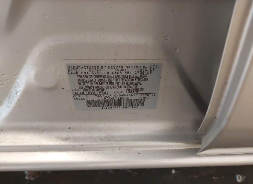 Photo 9 of 2018 Nissan Versa 1.6 SV (VIN 3N1CN7AP3JK428161)