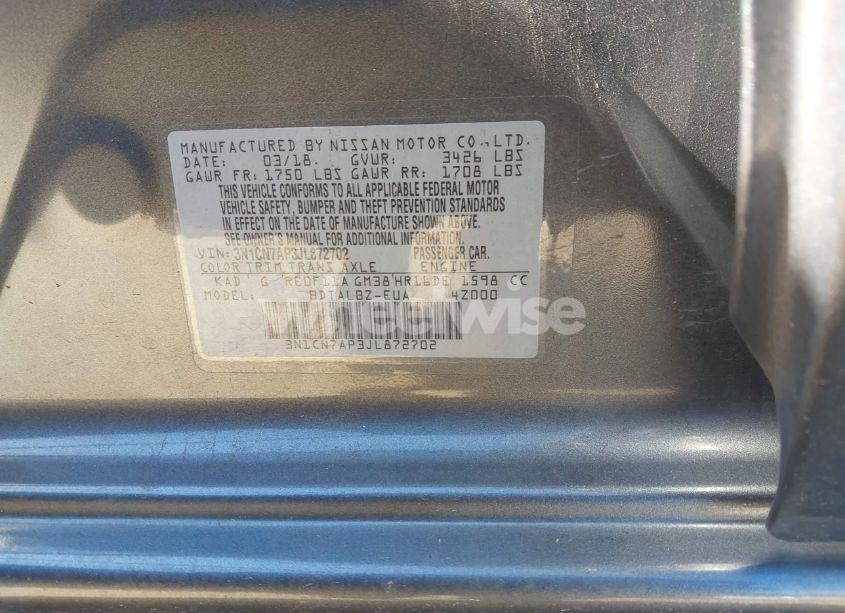 Photo 9 of 2018 Nissan Versa 1.6 SV (VIN 3N1CN7AP3JL872702)