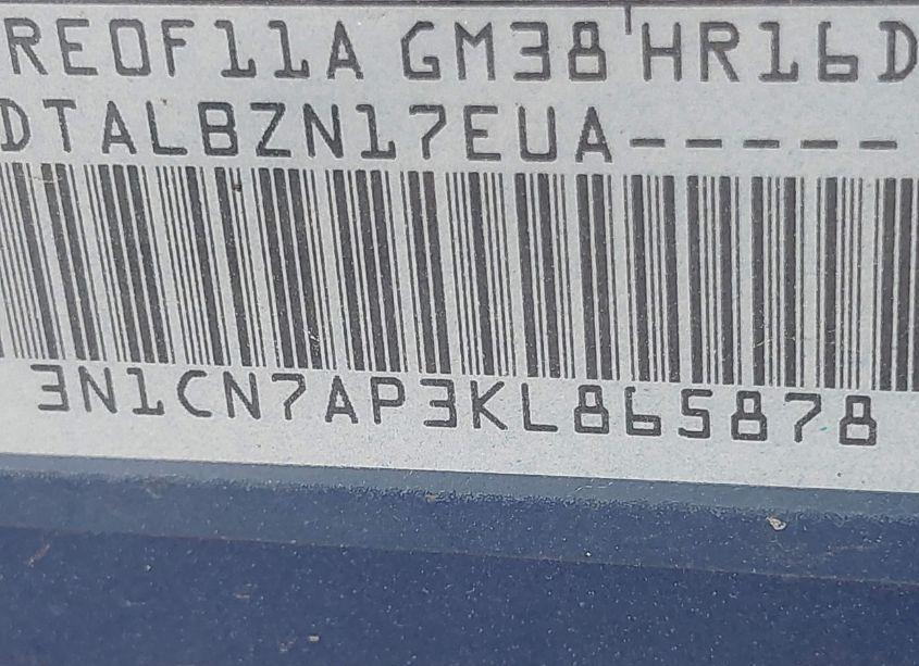 Photo 9 of 2019 Nissan Versa 1.6 SV (VIN 3N1CN7AP3KL865878)