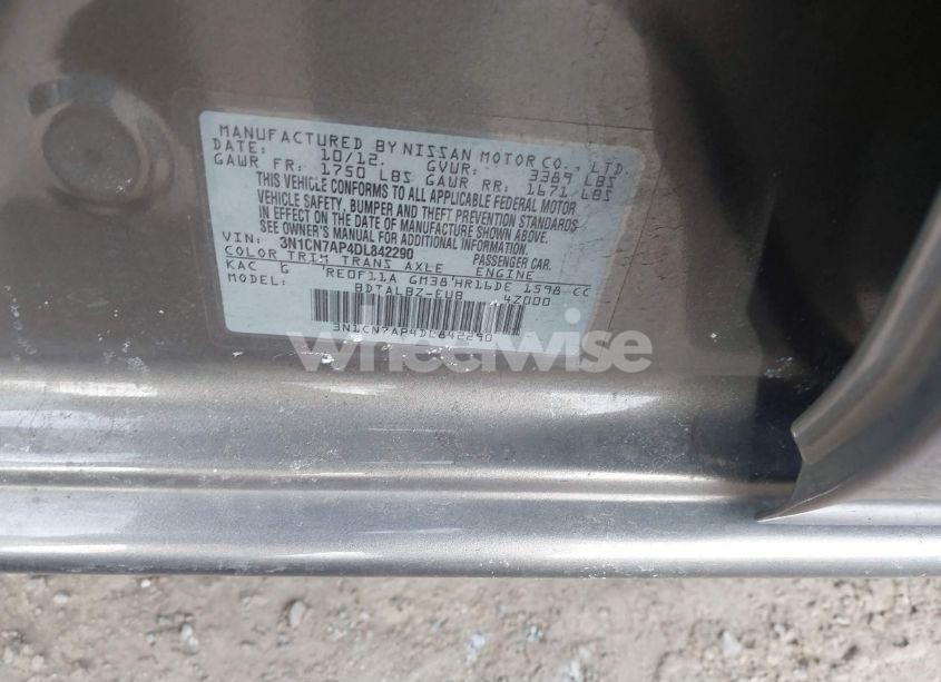 Photo 9 of 2013 Nissan Versa 1.6 SV (VIN 3N1CN7AP4DL842290)