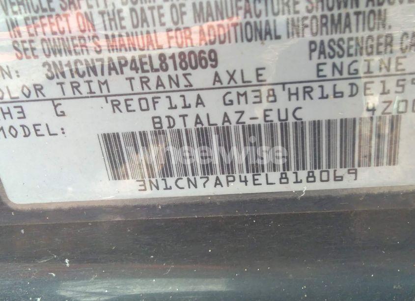 Photo 9 of 2014 Nissan Versa 1.6 S+ (VIN 3N1CN7AP4EL818069)