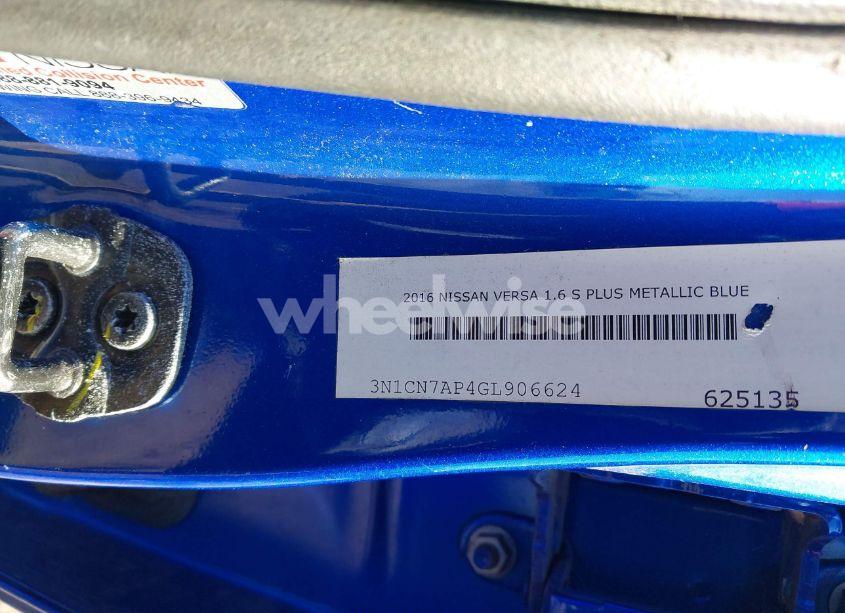 Photo 9 of 2016 Nissan Versa 1.6 S+ (VIN 3N1CN7AP4GL906624)