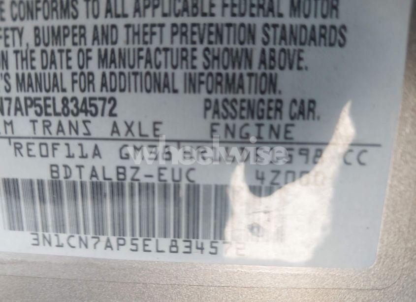 Photo 9 of 2014 Nissan Versa 1.6 SV (VIN 3N1CN7AP5EL834572)